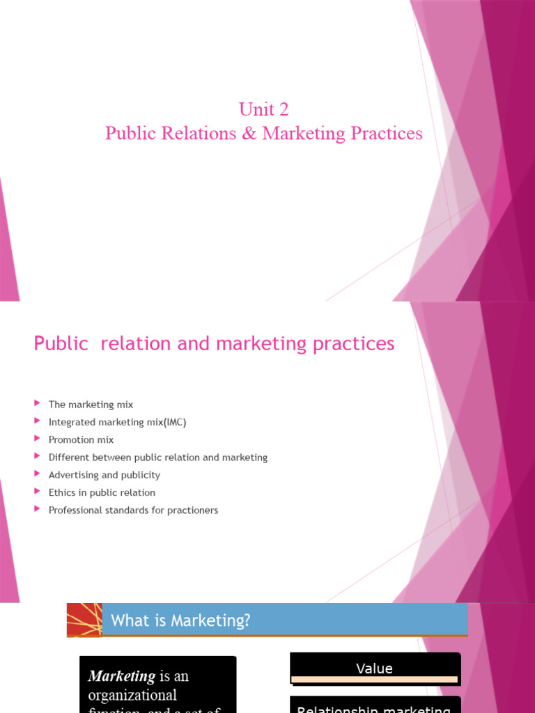 Unit 2 Public Relations and Marketing Practices | PDF | Marketing ...