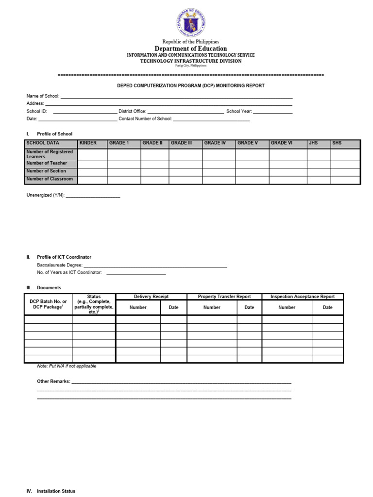 DCP Monitoring-Tool Form Revised | PDF