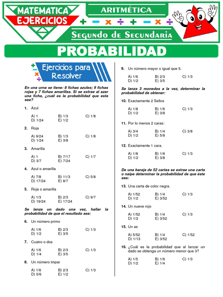 Ejercicios de Probabilidad para Secundaria | PDF | Probabilidad