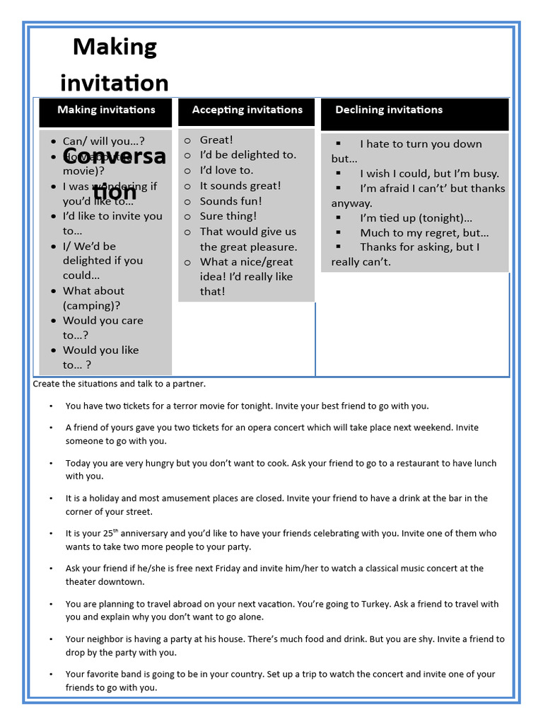 Inviting Someone Drill | PDF