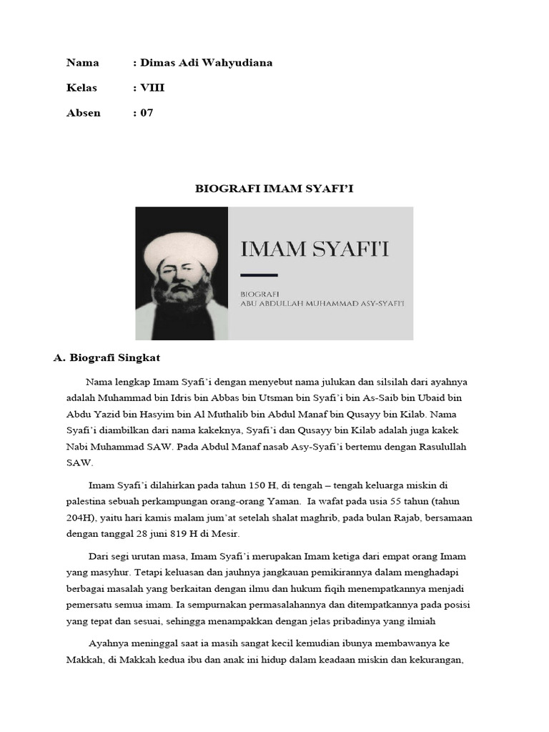 Biografi Singkat Imam Syafi'i | PDF | Agama & Spiritualitas