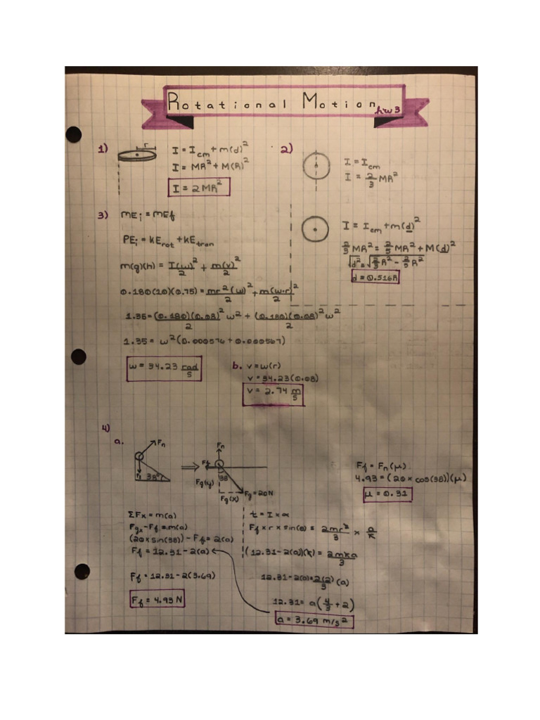 Rotational Motion Homework 3 Answers | PDF