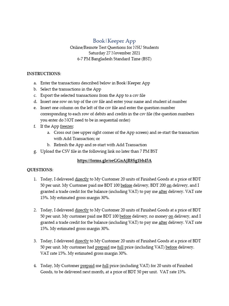 Book|Keeper App Test for NSU Students | PDF | Value Added Tax | Bookkeeping
