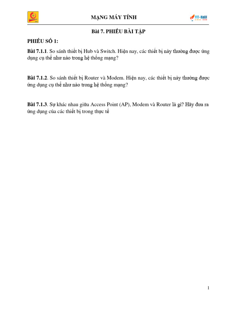 Bai 7 - Phieu Giao Bai Tap - 1 | PDF