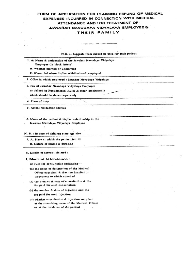 Medical Reimbursement Form PDF