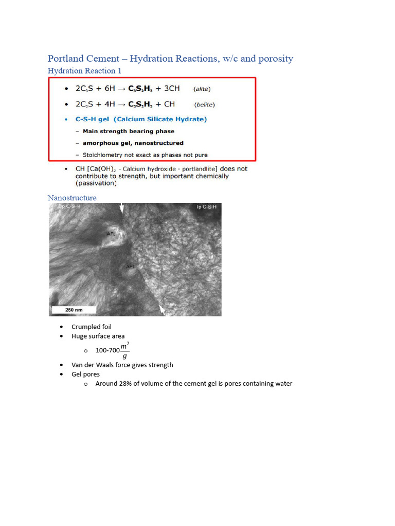 W/C Ratio for Complete Cement Hydration | PDF | Cement | Concrete