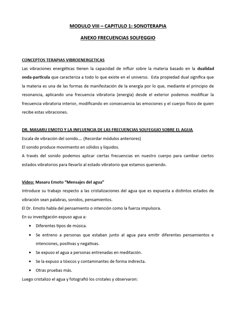 Sonoterapia y Frecuencias Solfeggio | PDF | Sonido | Agua