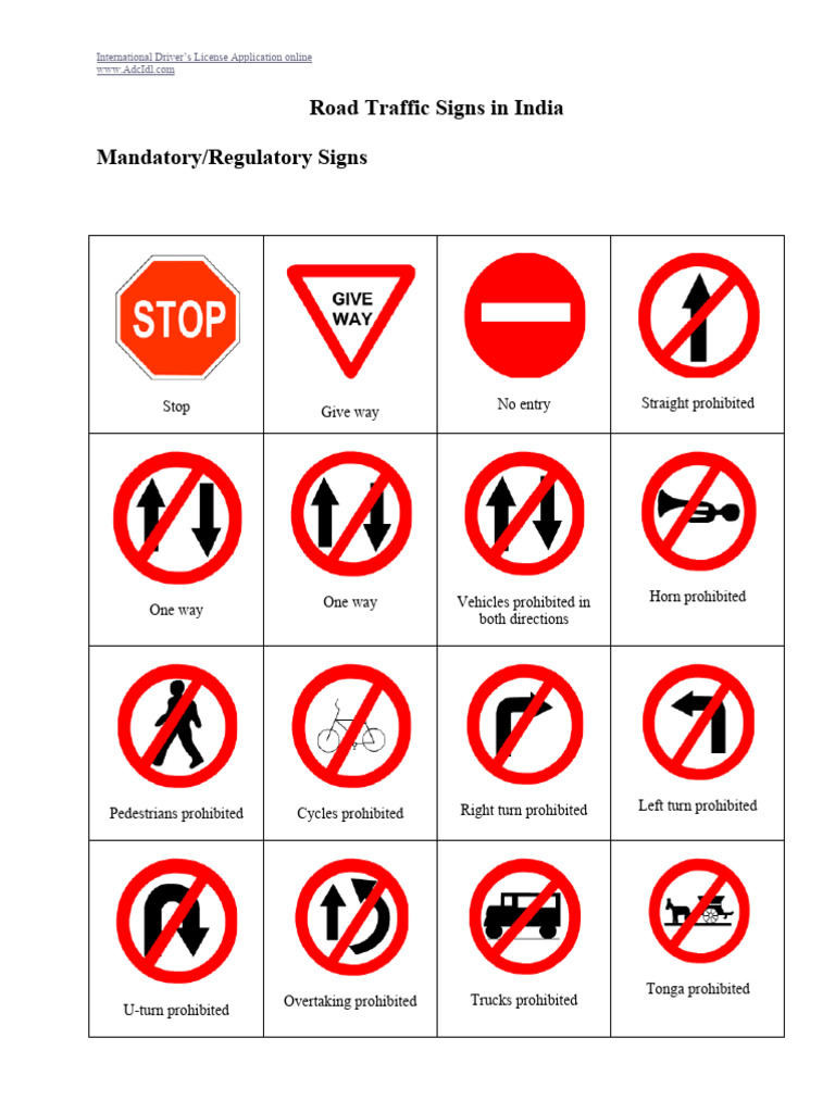 Indian Road Traffic Signs Overview | PDF | Road | Intersection (Road)