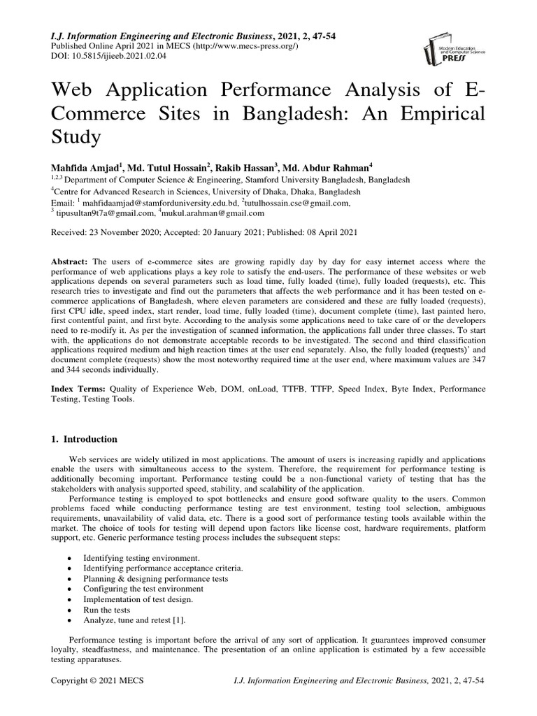 Web Application Performance Analysis of ECommerce Sites in Bangladesh ...