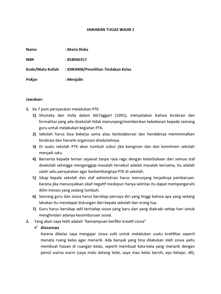 Jawaban Tugas Wajib 1 | PDF | Karier & Perkembangan