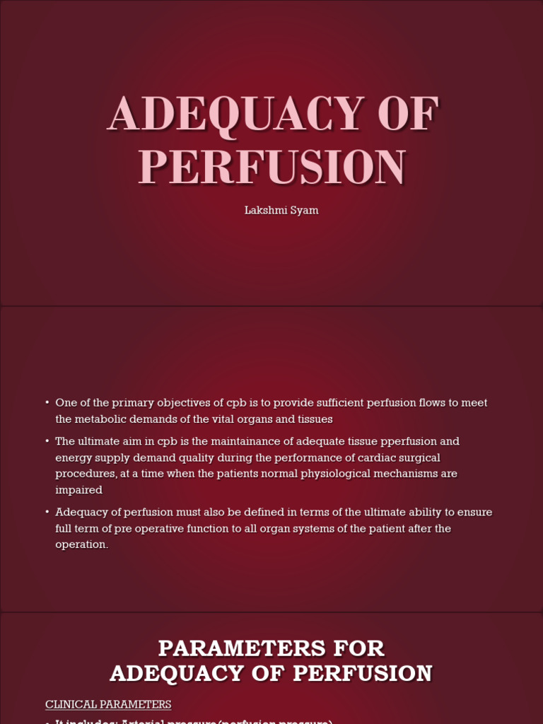 Adequacy of Perfusion PDF Perfusion Blood