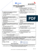 Certificado General Orgánico - Listado de Sitios y Productos Aprobados - Validez - 12.02.23