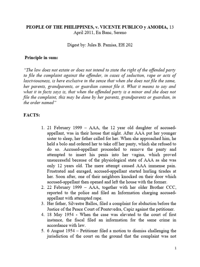 PP Vs Amodia (2011) Pamisa | PDF | Complaint | Government