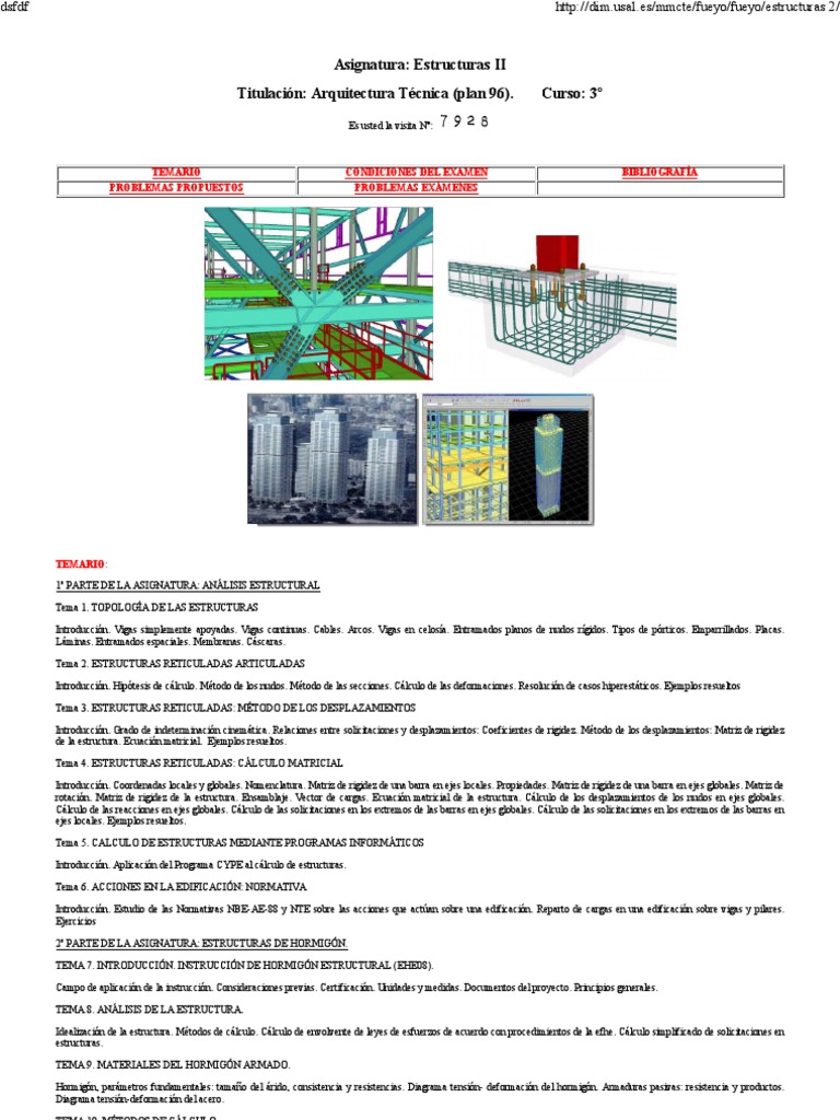 Problemas de Cálculo de Estructuras Ingeniería civil