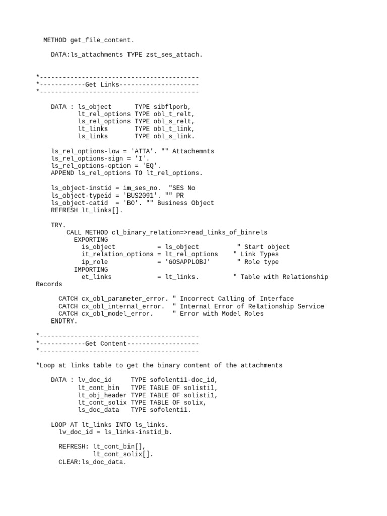 SAP ABAP ODATA Code To Handle Attachments | PDF | String (Computer ...