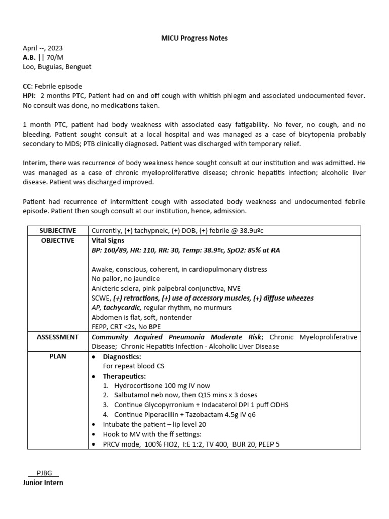 Progress Note MICU | PDF | Health Sciences | Epidemiology