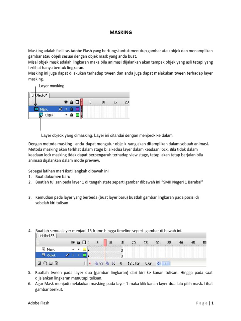 Metode Masking dalam Adobe Flash | PDF | Metode & Bahan Ajar | Komputer