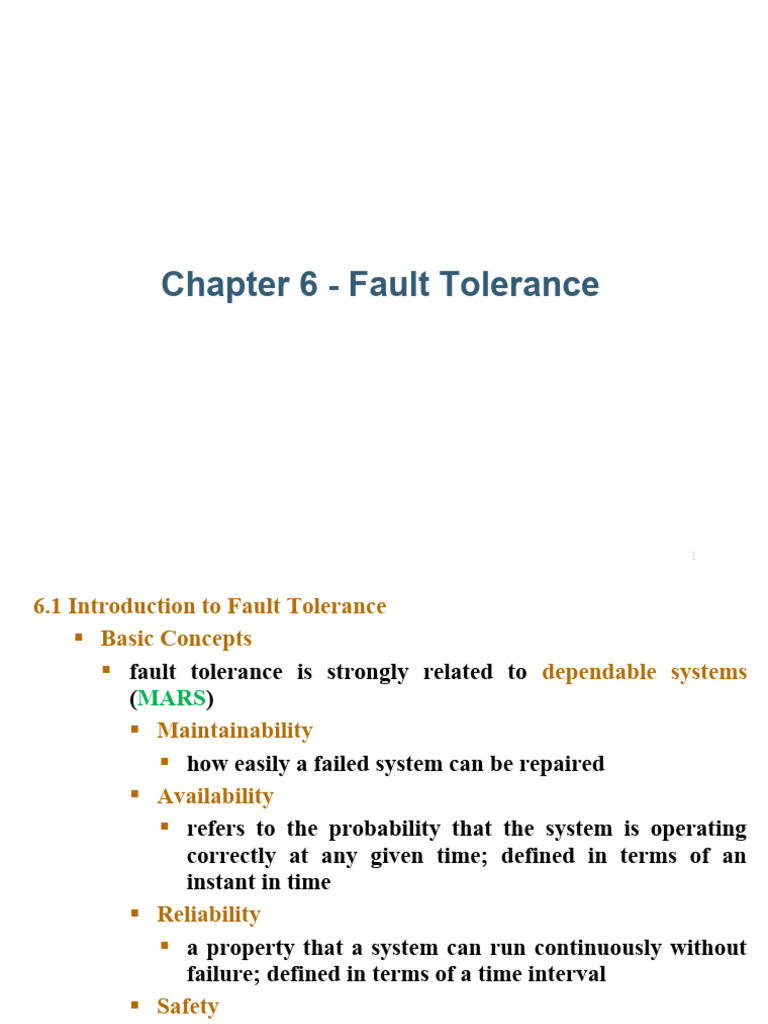 Fault Tolerance in Distributed Systems | PDF | Transmission Control ...
