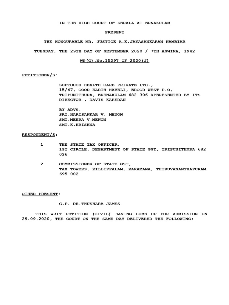 Kerala High Court GST Assessment Ruling | PDF | Separation Of Powers ...