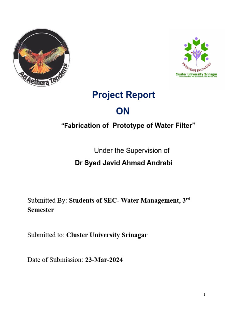 Water Filter Prototype Project Report | PDF | Water Purification ...