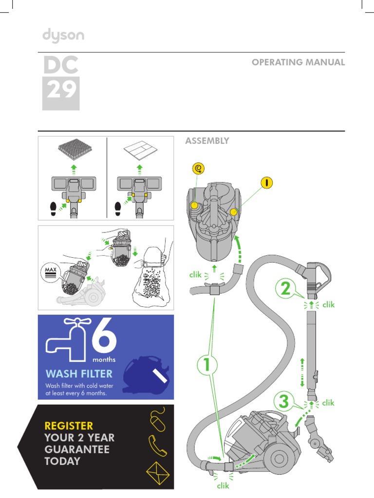 Dyson DC29 Operating Manual | PDF | Vacuum Cleaner | Electrical