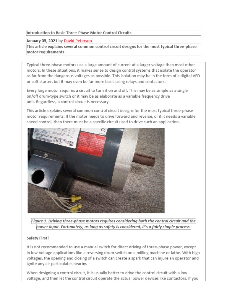 Introduction To Basic 3-Phase Motor Control Circuit | PDF | Relay | Switch