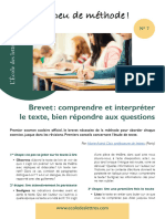 Fiche Ecole Des Lettres - Questions Au DNB