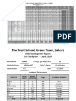 The Trust School, Green Town Campus, Lahore: First Checkpoint April, 2024 Grade 7-A