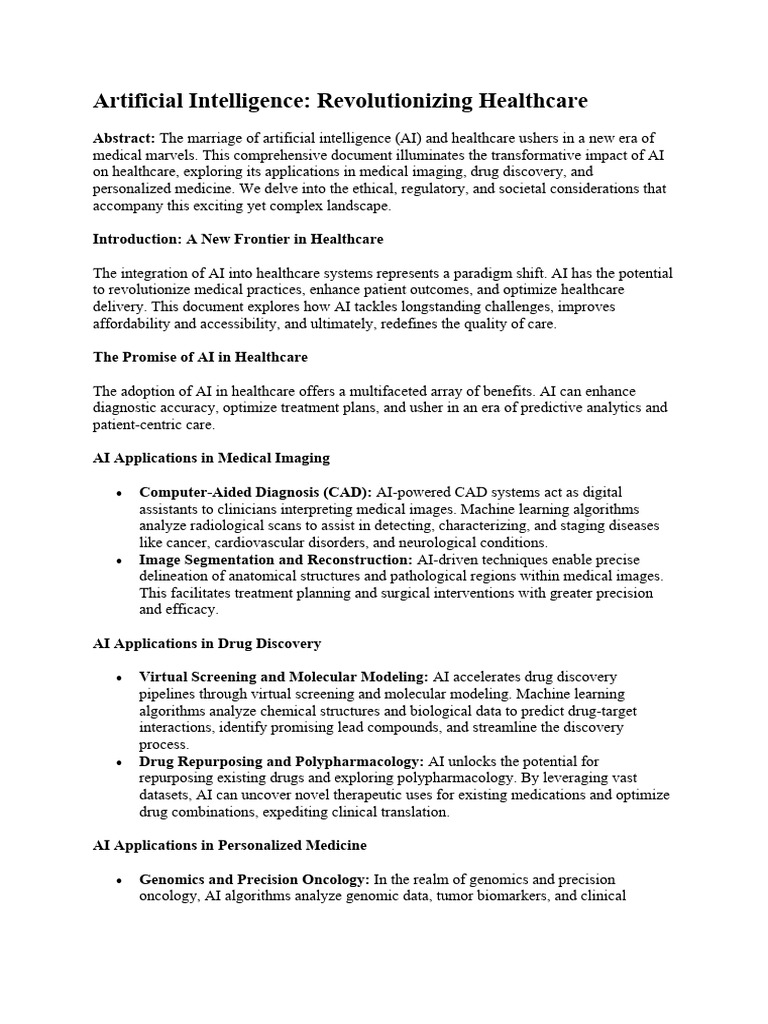 AI Transforming Healthcare Practices | PDF | Personalized Medicine ...