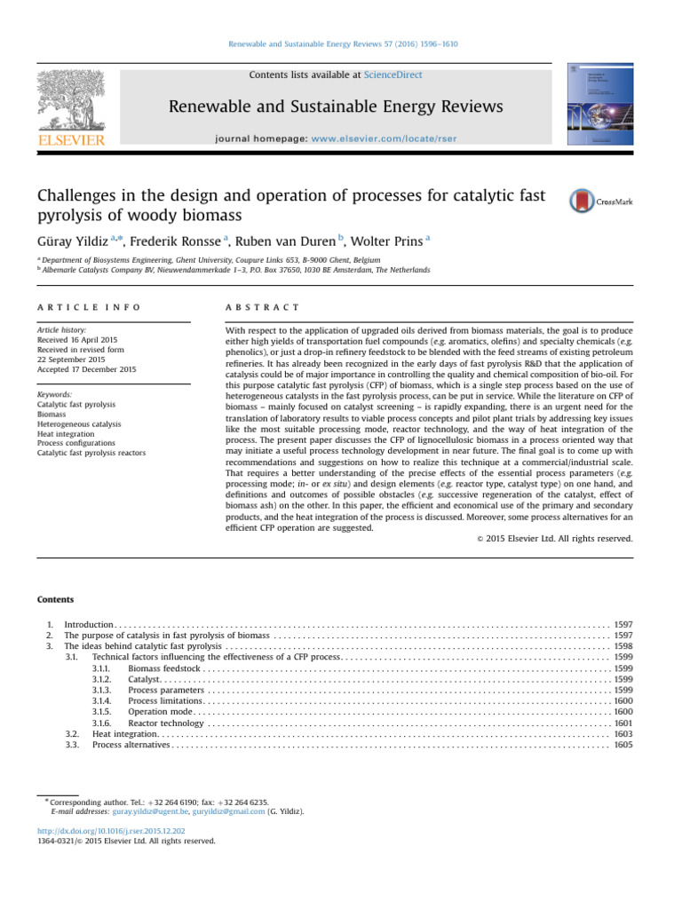 Catalytic Fast Pyrolysis of Biomass Challenges | PDF | Catalysis ...
