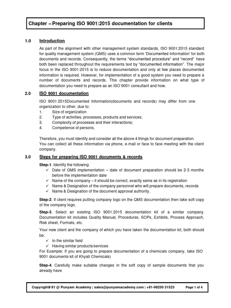 Preparing ISO 9001 Documentation | PDF | Iso 9000 | Quality Management ...