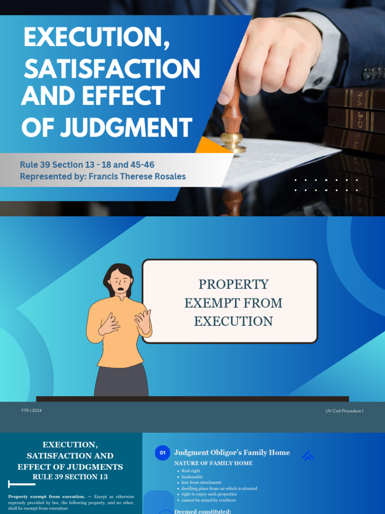 Rule 39: Execution and Exemptions | PDF | Judgment (Law) | Mortgage Law