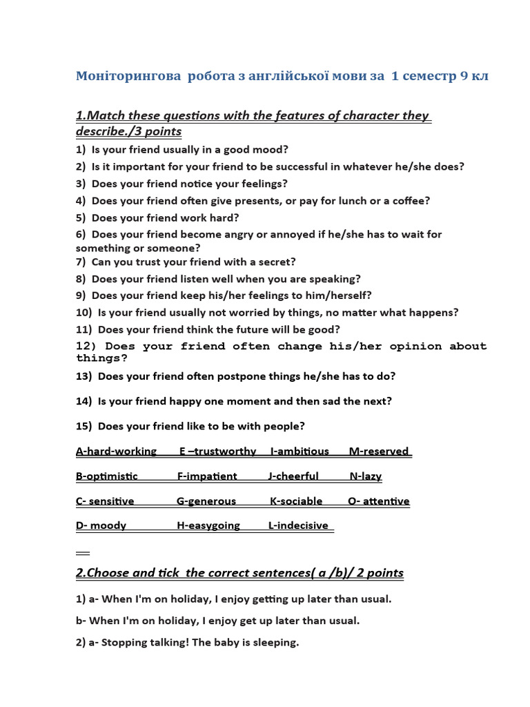 English Language Monitoring for 9th Grade | PDF | Language Arts ...