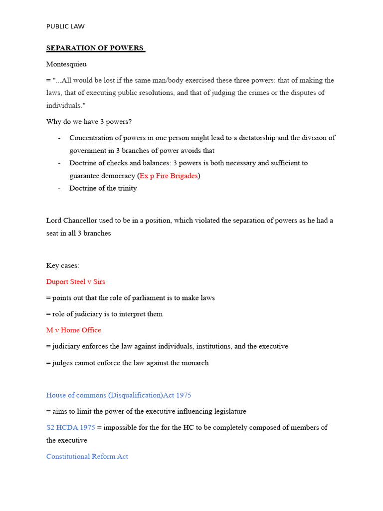 Understanding Separation of Powers in Law | PDF | Separation Of Powers ...