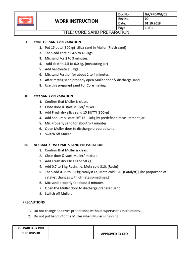 Sand Preparation Guide | PDF