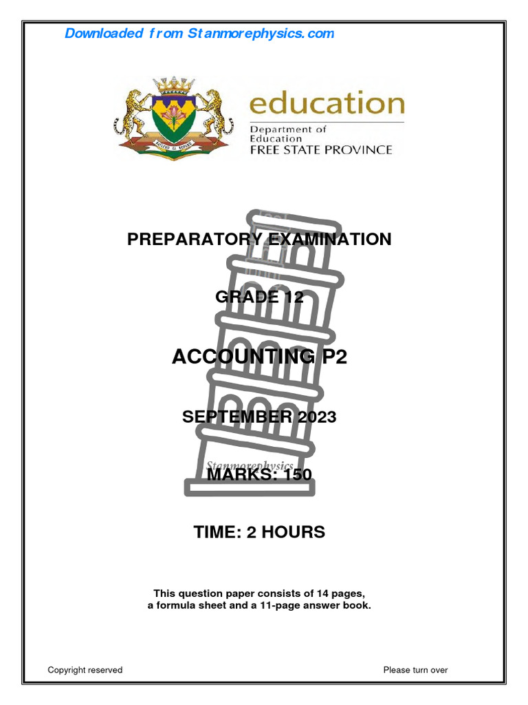FS Accounting Grade 12 September 2023 P2 and Memo | PDF | Debits And ...