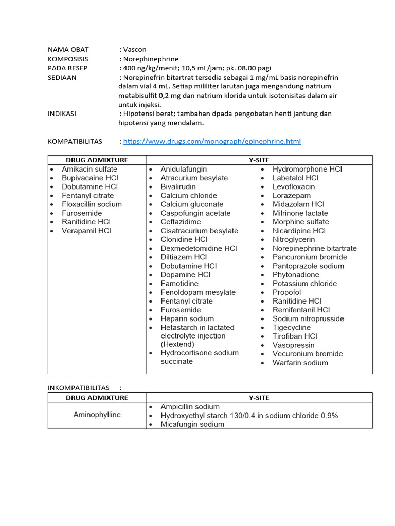 Dosis dan Pemberian Vascon dan Meylon | PDF
