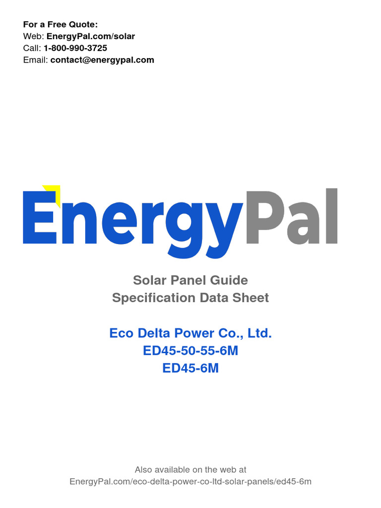 Eco Delta Power Solar Panel Specs | PDF | Solar Panel | Solar Cell