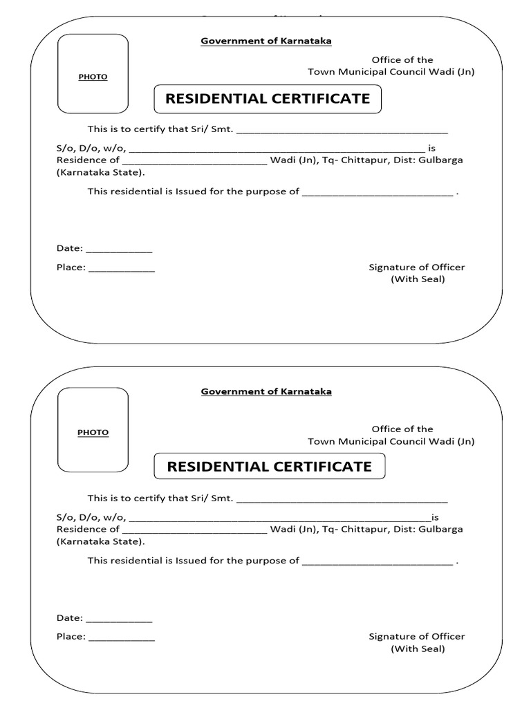 Residential Certificate Draft Type | PDF