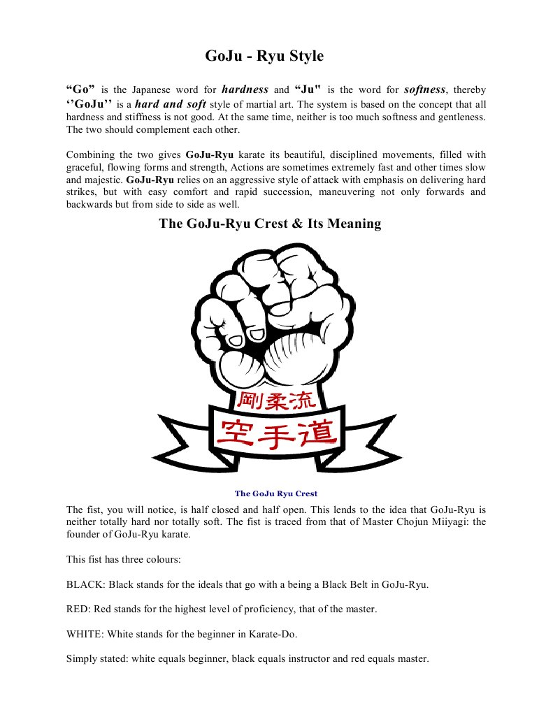 Goju Ryu Karate History and Meaning | PDF | Karate | Combat