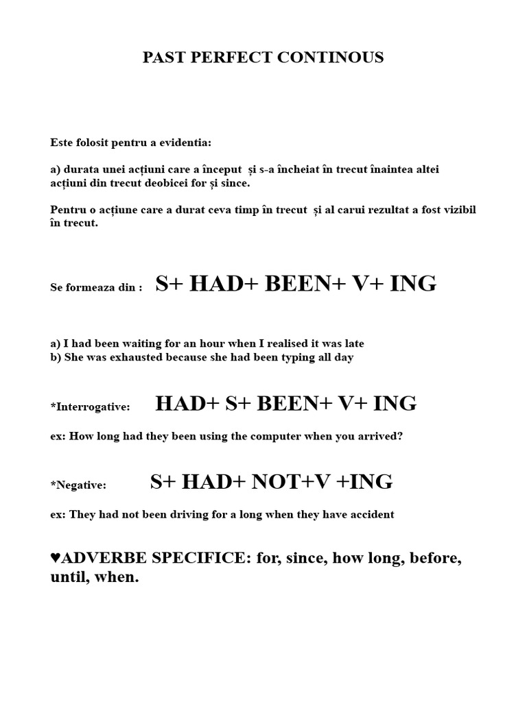 Past Perfect Continous | PDF | Linguistic Morphology | Semantics