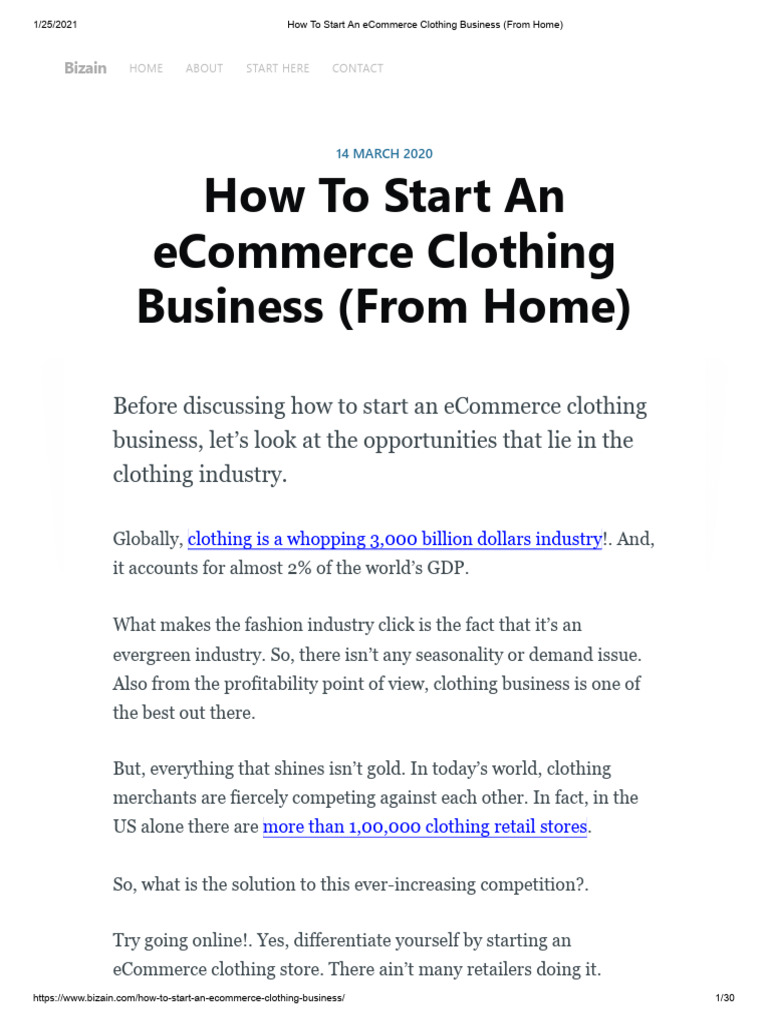 Start Your Home Clothing eCommerce Business | PDF | E Commerce ...