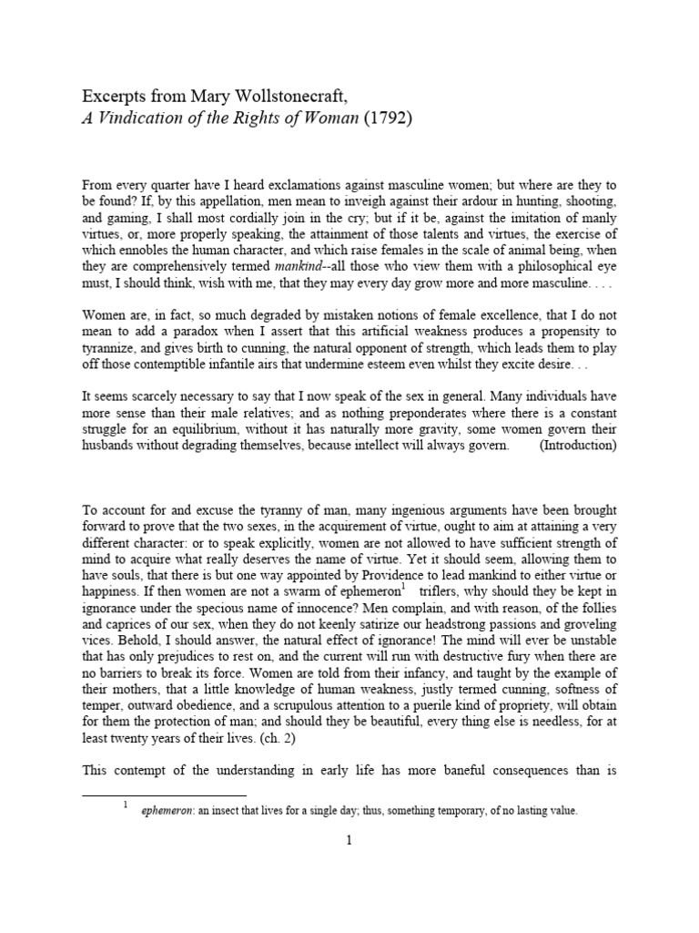 Wollstonecraft Text PDF Knowledge A Vindication Of The Rights Of