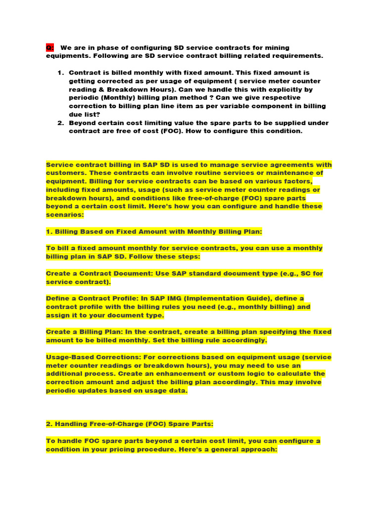 HOW TO CREATE SERVICE CONTRACT IN SAP SD intelligence overview