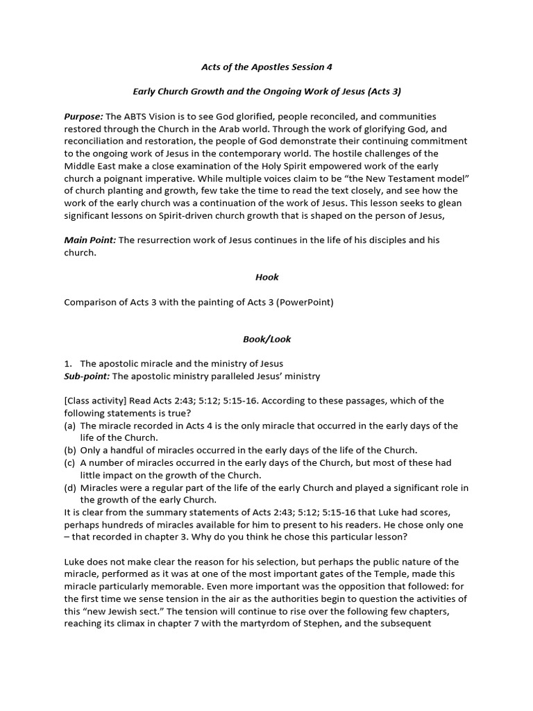 Early Church Growth in Acts 3 | PDF | Jesus | Acts Of The Apostles
