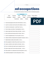 Blue White Simple Jobs and Occupations Worksheet