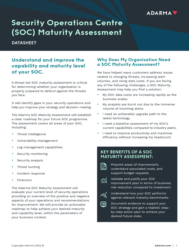 Security Operations Centre 28SOC 29 Maturity Assessment-Final | PDF ...