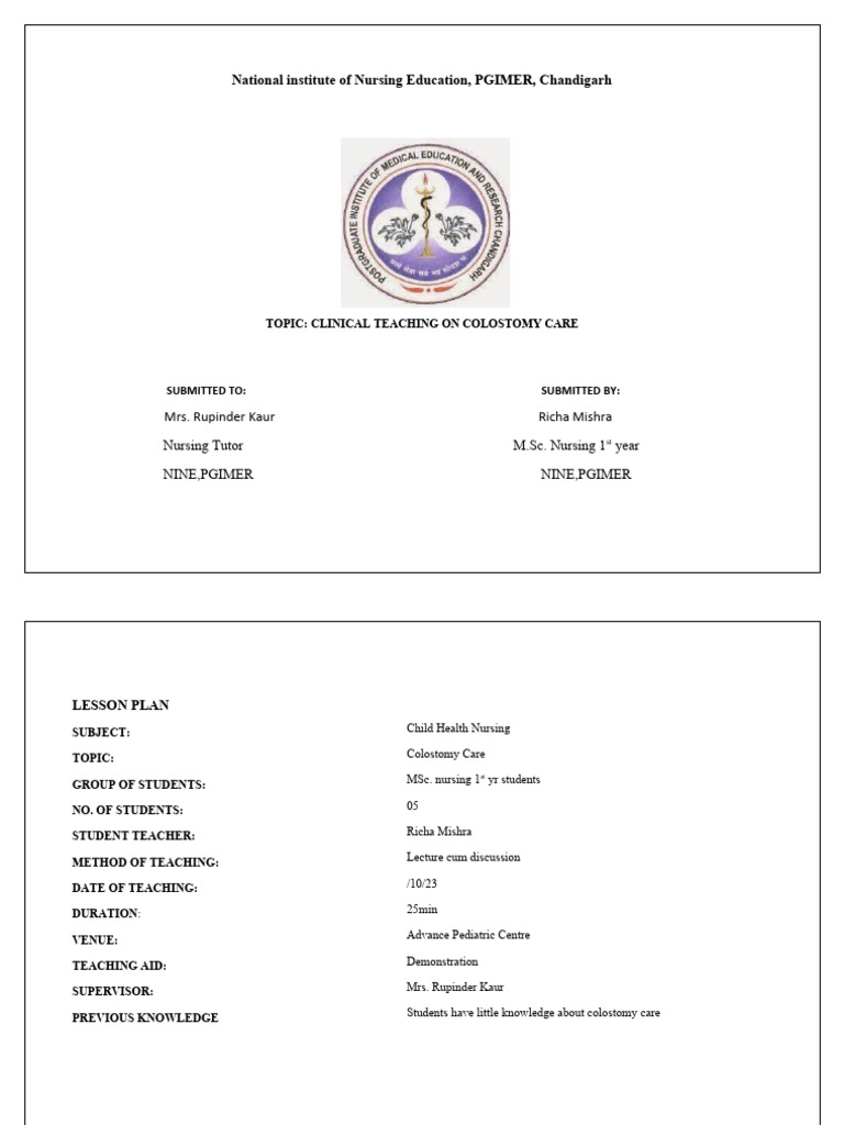 Colostomy Care Demo Pdf Nursing Teachers