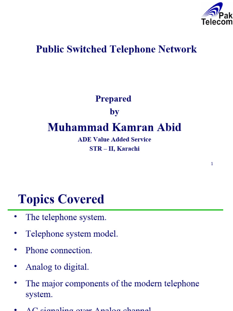 Public Switched Telephone Network Pstn Pdf Modulation Public