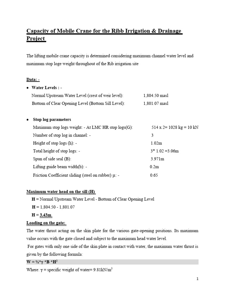 Mobile Crane Capacity for Ribb Project | PDF | Lift (Force ...